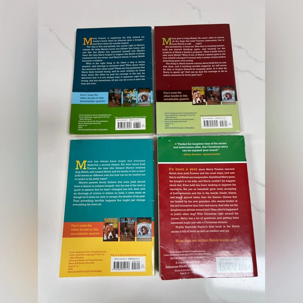 Shiloh‎ Book Series Chapter Books For Kids Set of 4 Phyllis Reynolds Naylor